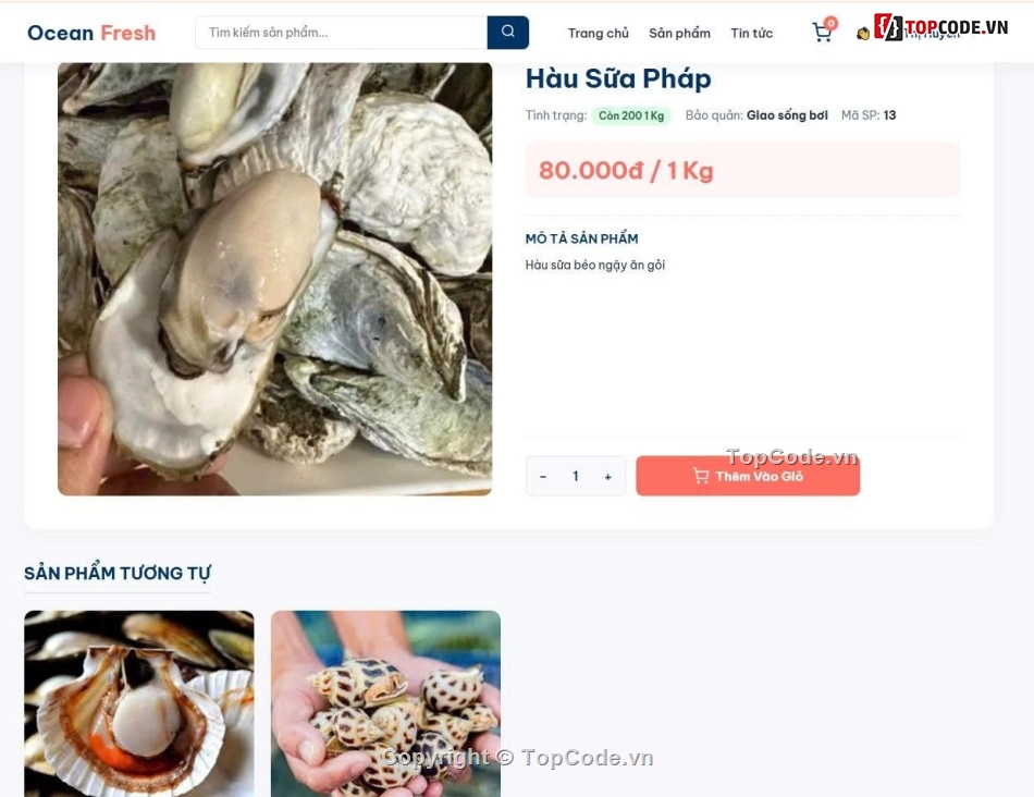 Web bán hàng,hải sản tươi sống,bán hàng